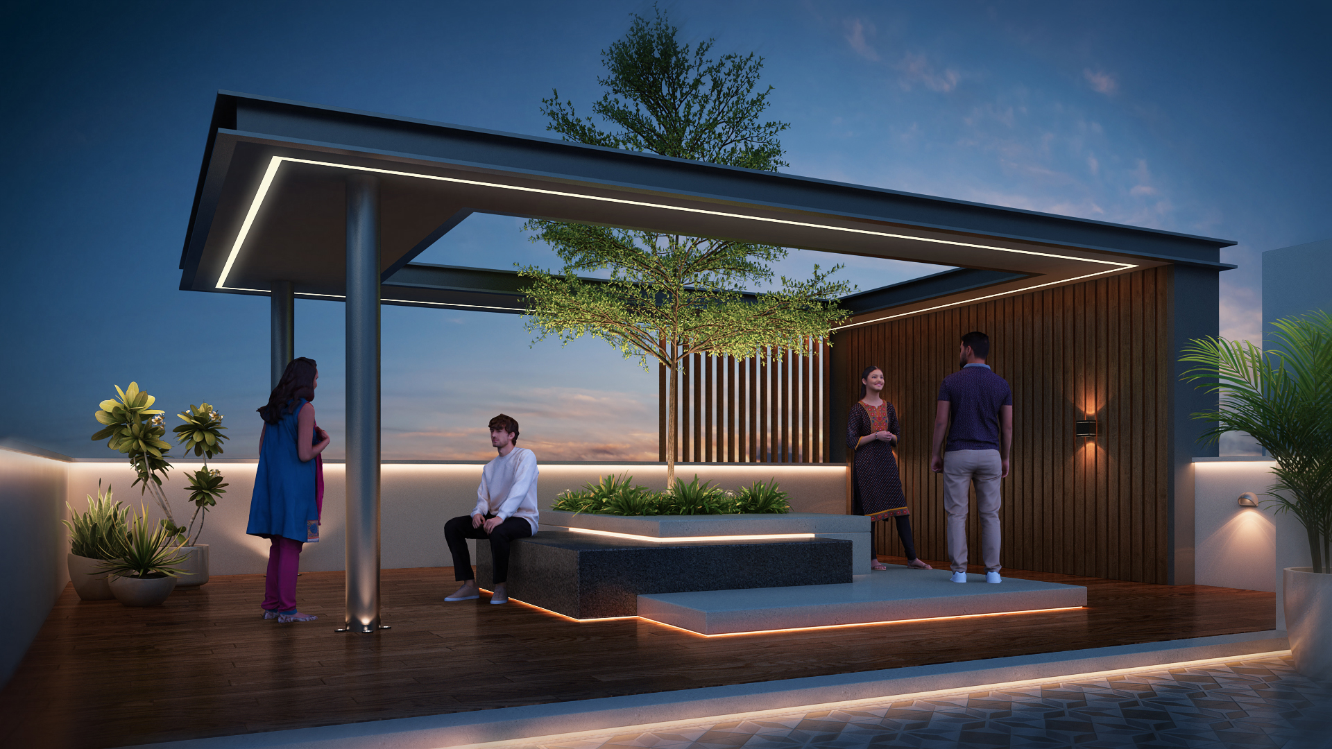 Terrace seating at Blue Leaf Haven